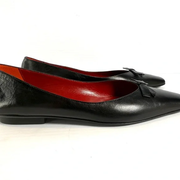 Ann Taylor Monet Black Napa Leather Loafers with Red Interior - Picture 6 of 14